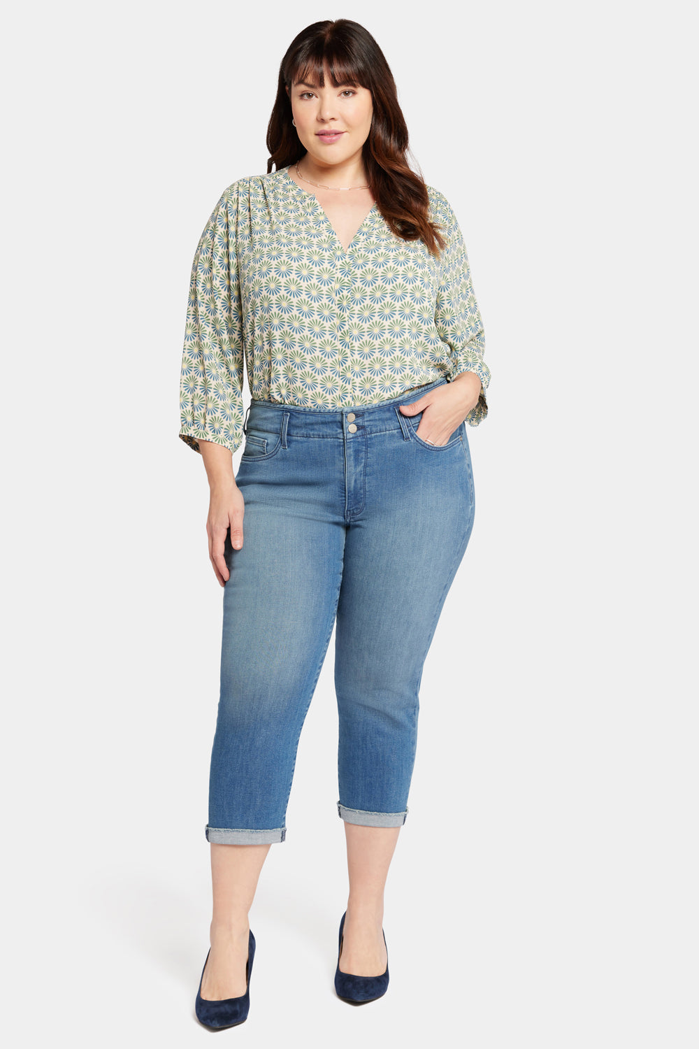 Chloe Capri Jeans for Women - Plus Size Stargazer Wash | Comfortable Stretch Denim Pants for Casual Wear & Everyday Outfits