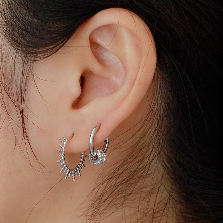 Multi-Way Geometric Small Ring Huggie Hoop Earrings for Women | HE3882 | Minimalist Stackable Earrings for Everyday Wear, Work & Date Night