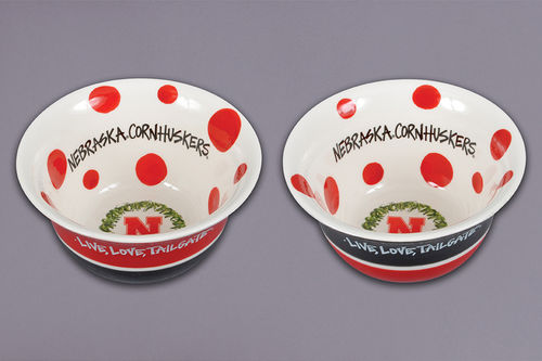 Nebraska Husker Polka Dot Ceramic Bowl - 12oz College Football Fan Gift for Tailgating, Game Day & Home Decor