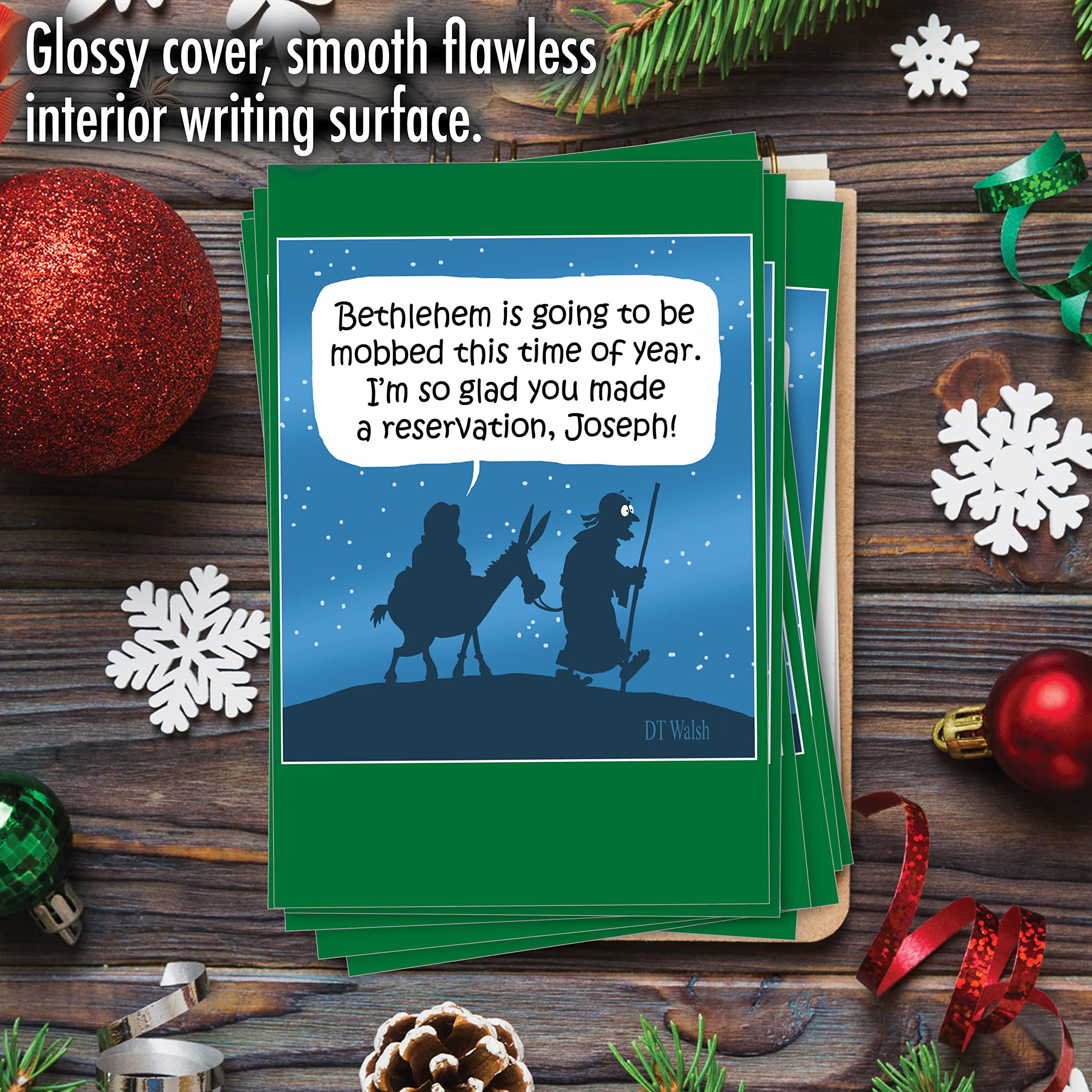 NobleWorks 12-Pack Funny Christmas Greeting Cards with Envelopes - Holiday Humor Cards for Men & Women - Perfect for Office Parties, Family Gatherings & Holiday Mailings (1 Design, 12 Cards) - Inn Reservation C7080XSG-B12x1