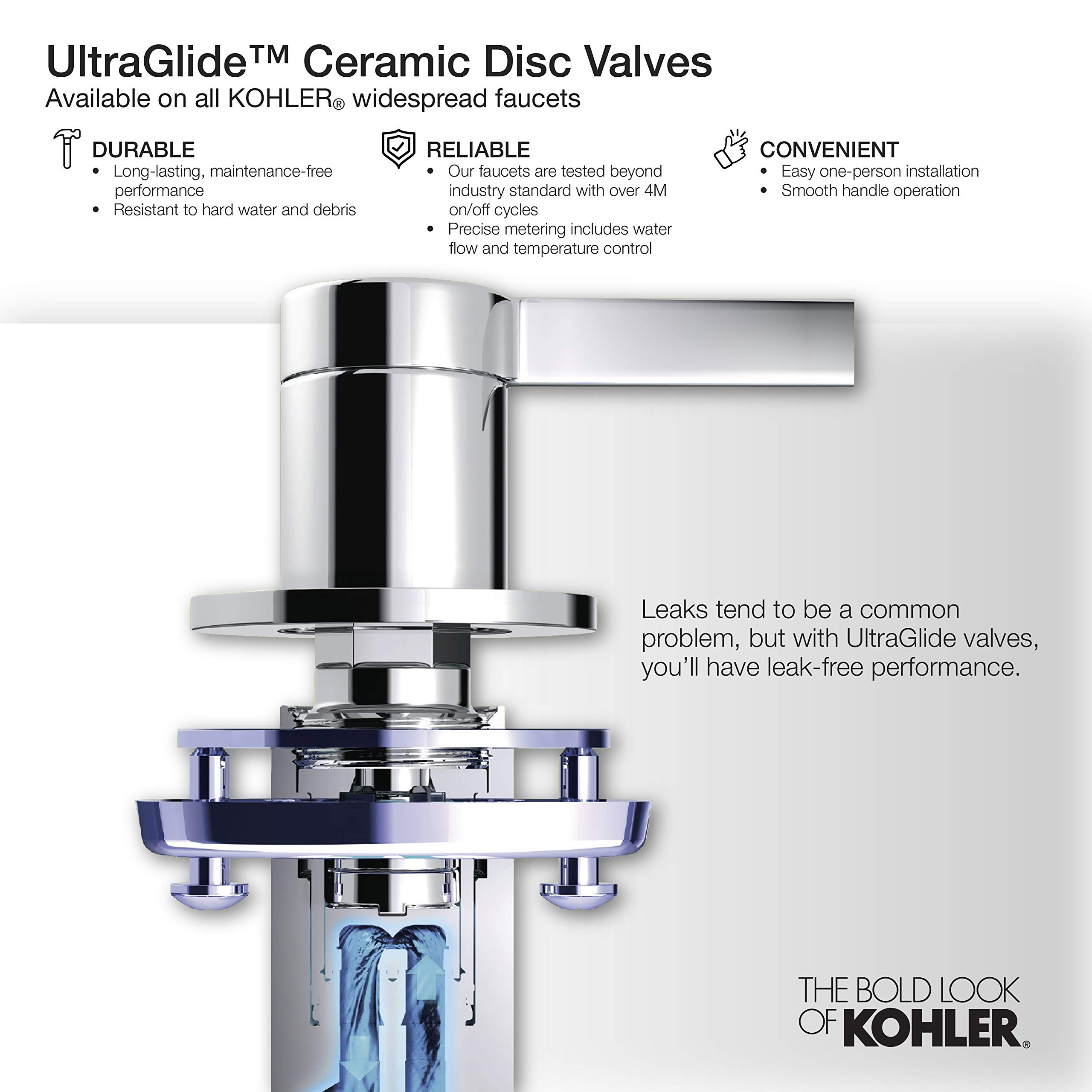 KOHLER K-45102-4-BN Alteo 2-Handle Widespread Bathroom Sink Faucet with Metal Drain - Brushed Nickel Finish for Modern Vanities & Powder Rooms | Durable & Stylish Bathroom Upgrade