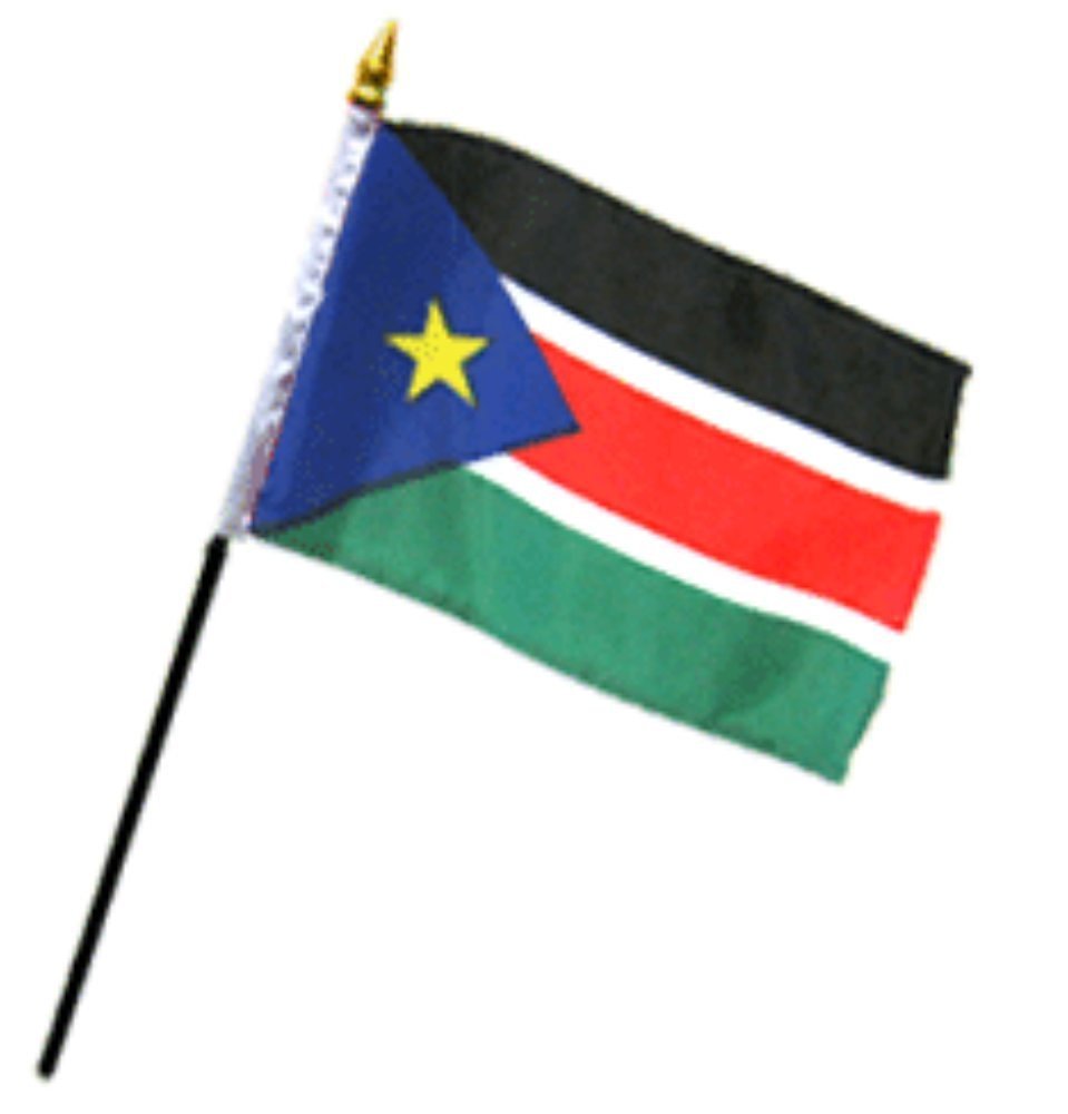 12 Pack South Sudan 4x6 Inch Mini Desk Stick Flags - No Base Included - Perfect for International Events, Classroom Decor, Sports Games & Patriotic Displays