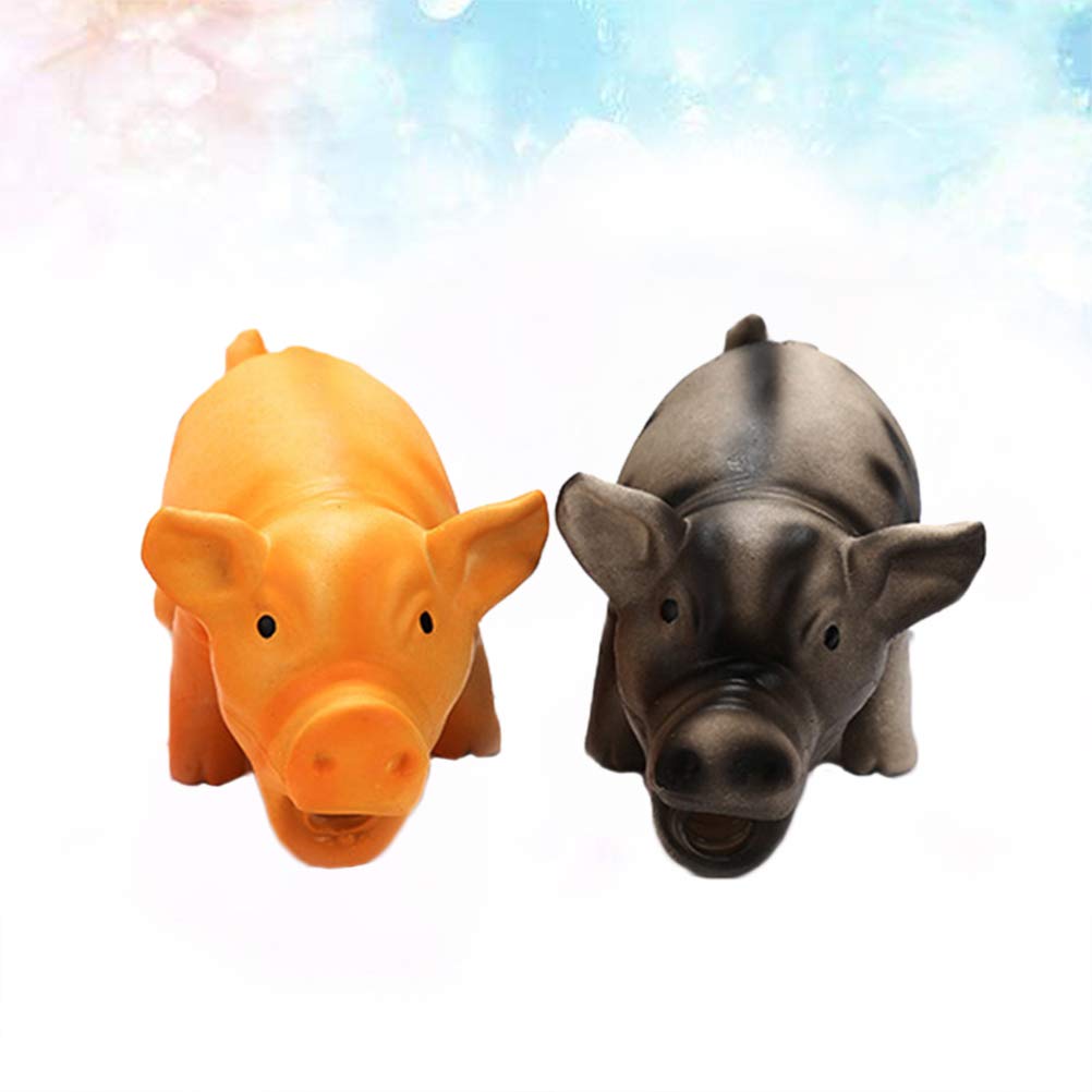 Baluue 2pcs Dog Chew Toys for Small Puppies - Squeaky Pig Toy for Teething & Playtime