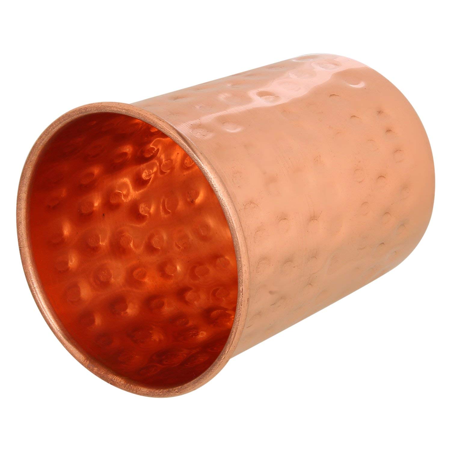 Pure Copper Drinking Tumblers - Ayurvedic Health Benefits, Hammered Finish - 4-Piece Set (250ml / 8oz) - Perfect for Water, Juice & Wellness Rituals at Home or Office