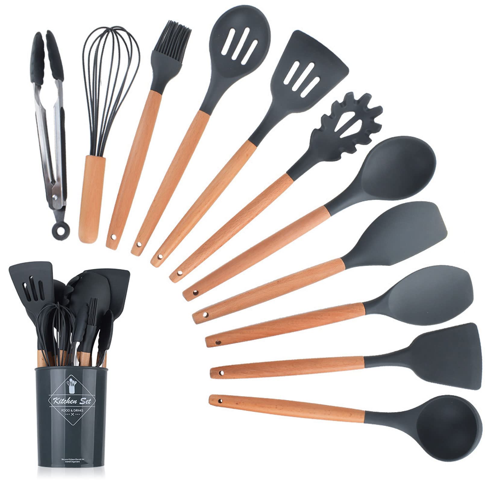Non-Stick Silicone Cooking Utensils Set - 11pcs Heat-Resistant Kitchen Tools for Nonstick Cookware & Baking