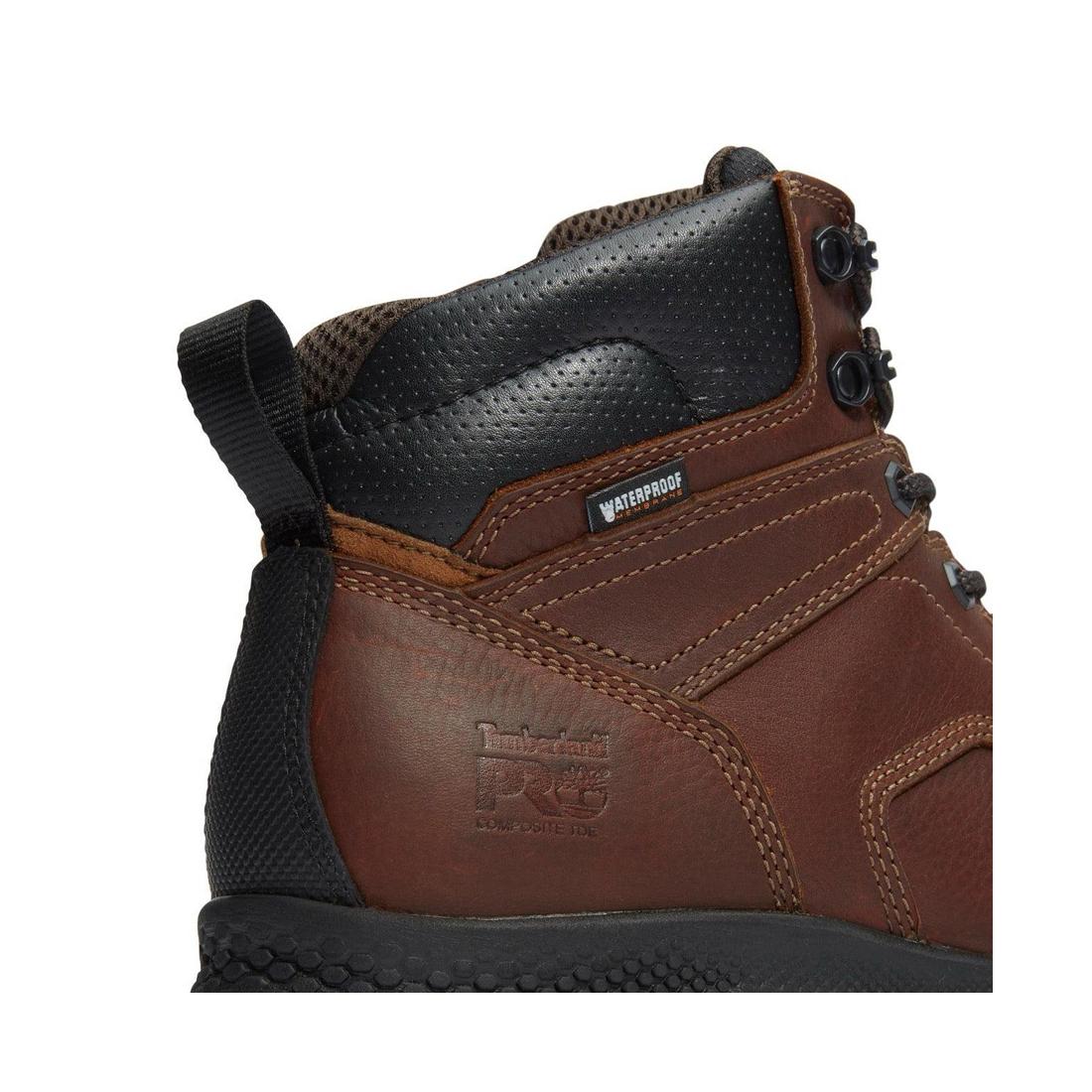 Titan EV 6 Inch Composite Toe Waterproof Work Boots for Men - Slip Resistant Safety Shoes, Electrical Hazard Protection - Ideal for Construction, Warehouse & Outdoor Jobs (Brown)