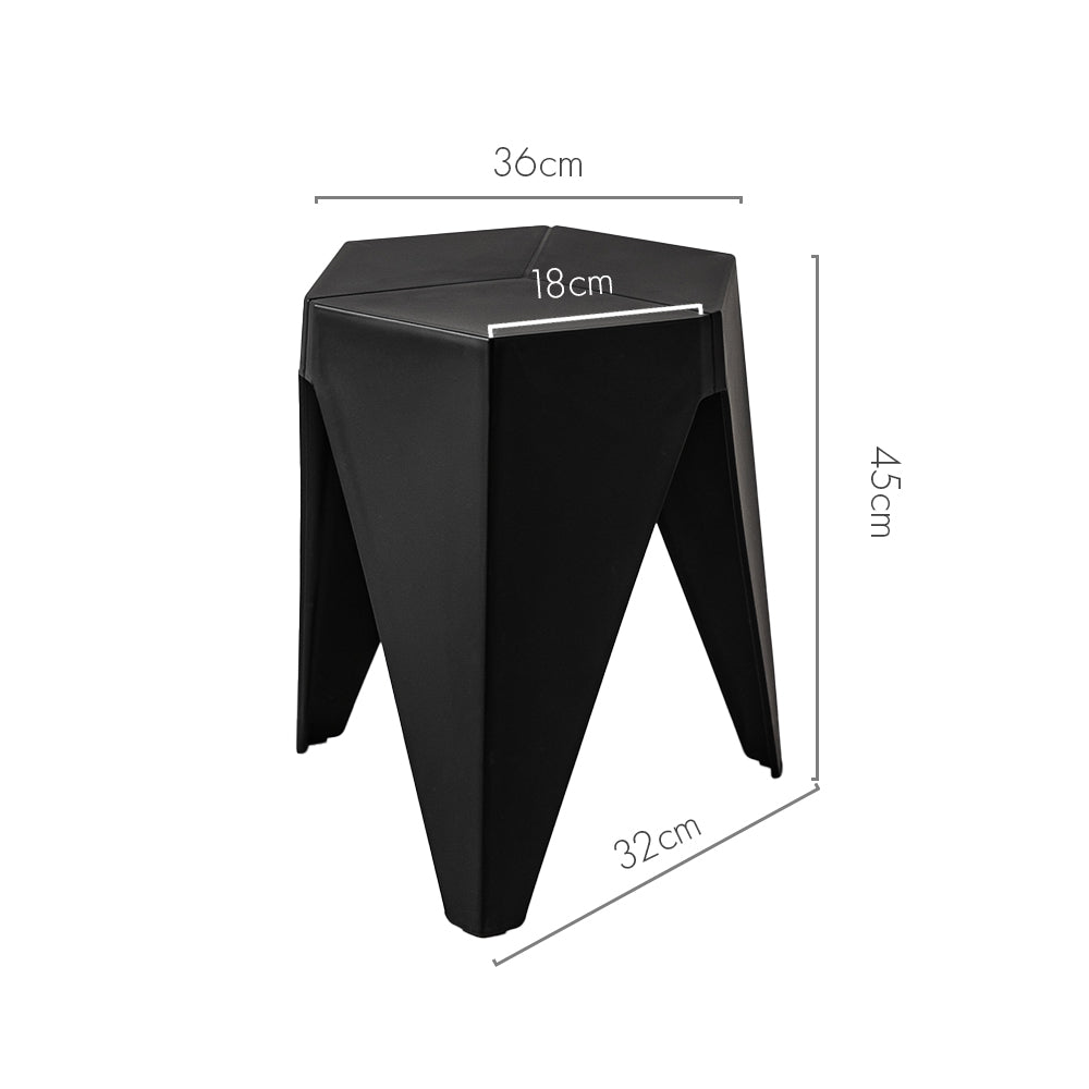 2-Pack Black Plastic Bar Stools - Stackable Foot Stools for Kitchen Counter, Game Room & Outdoor Patio Furniture