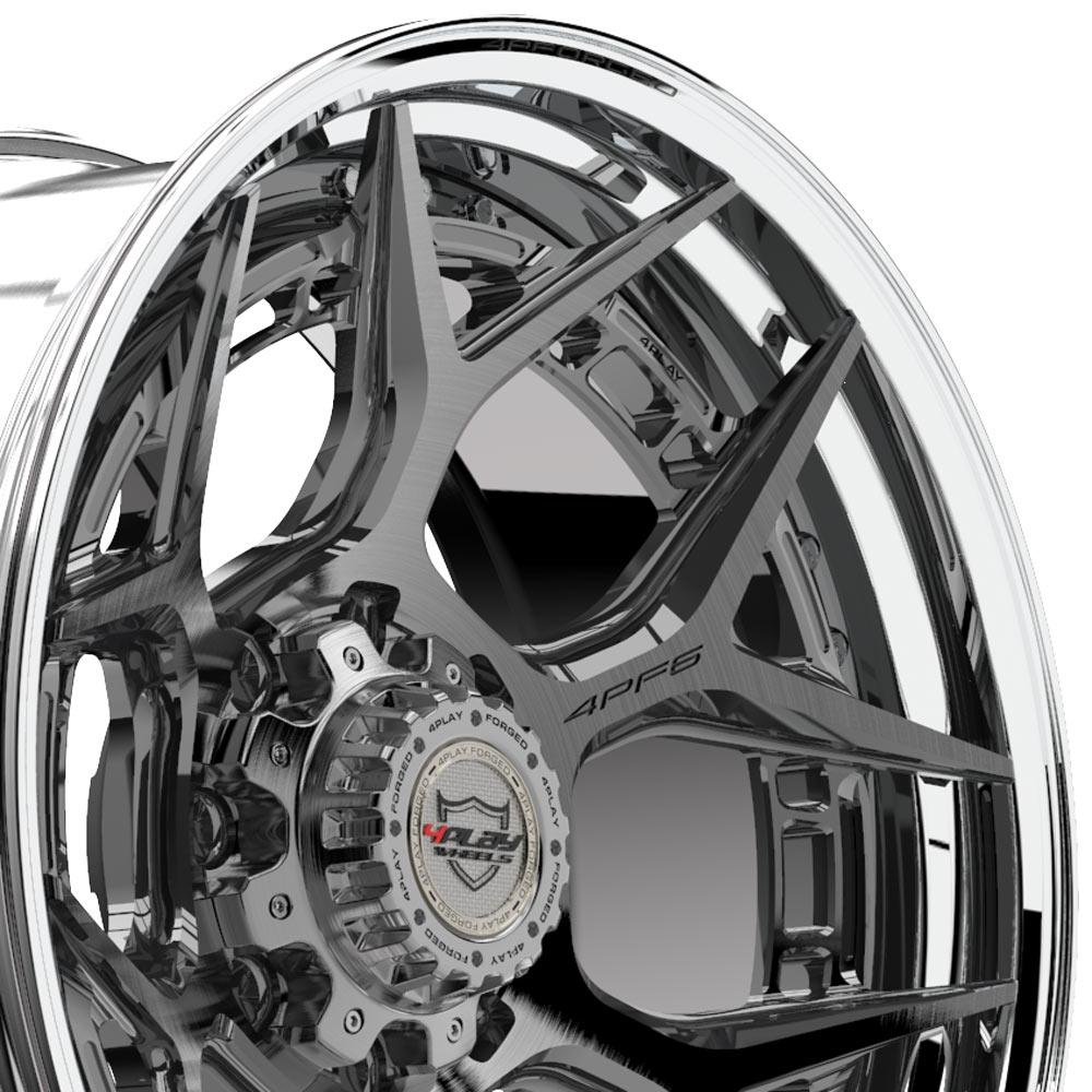 4Play Forged Series 4PF6 22x10.0 Wheels - Brushed with Tinted Clear Center & Polished Barrel - 18-Inch 8x180mm Bolt Pattern 124.1mm Hub - Premium Alloy Rims for Trucks, SUVs & Off-Road Vehicles - Durable & Stylish for Street Performance & Custom Builds