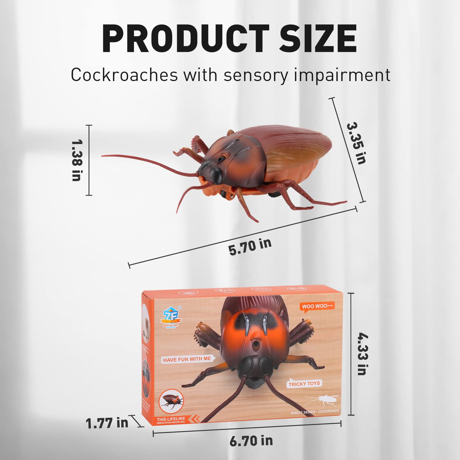 Realistic Electric Moving Cockroach Toy - Interactive Smart Sensing Kitten & Cat Toy, Fake Plastic Bugs for Halloween Prank, Kids Funny Gift (Simulated Roach) - Perfect for Pet Playtime & Halloween Pranks