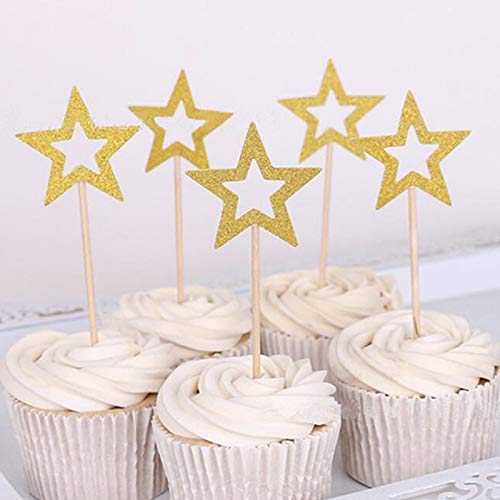 50 Pcs Silver Star Cupcake Toppers - Glitter Twinkle Little Star Cake Decorations for Birthday, Wedding, Baby Shower & Party Supplies | Perfect for DIY Desserts, Cupcake Decorating & Celebration Cakes