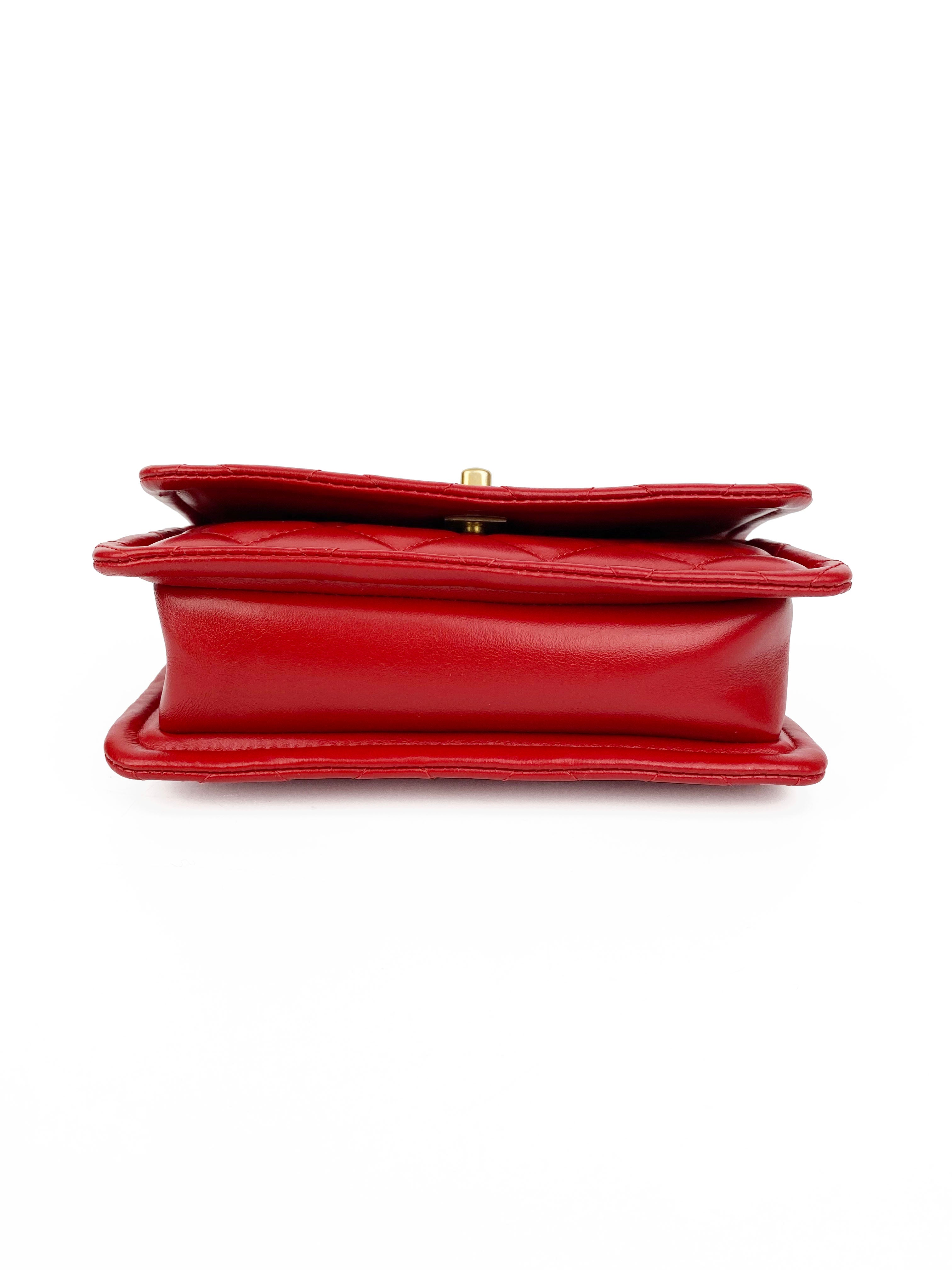 Chanel Small Red Flap Bag - Classic Quilted Leather Crossbody Purse for Women | Perfect for Date Night, Parties & Special Occasions