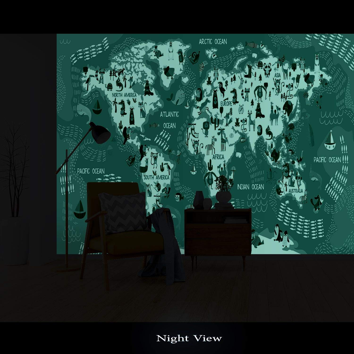 Startonight Penguin Map Mural Wall Art - 100