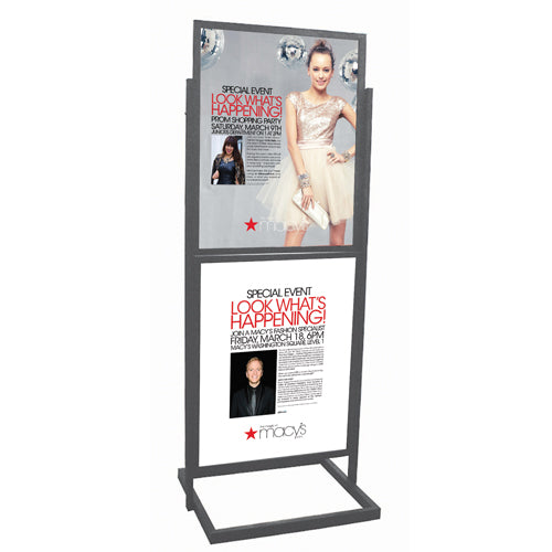 2 Tier A-Frame Sign Stand for 18x24 Posters - Double Sided Display for Retail, Events & Trade Shows - Durable & Portable Advertising Solution