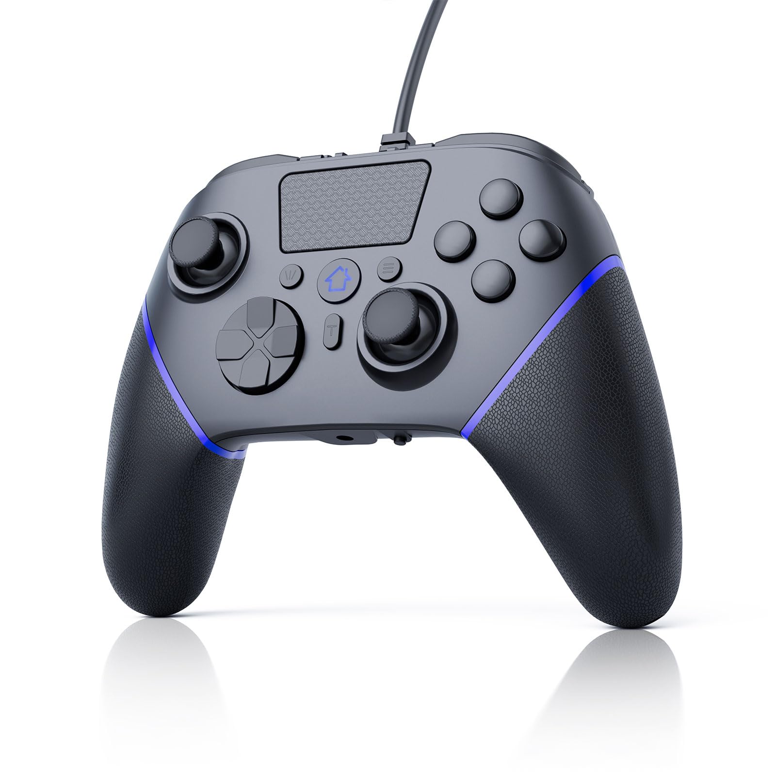 DIANVEN Wired Gaming Controller for PS5 - Hall Effect Joystick & Triggers, Turbo Mode, Dual Vibration - Compatible with Playstation 5/PS4/PC (Black & Blue) | Perfect for FPS, Racing & Fighting Games