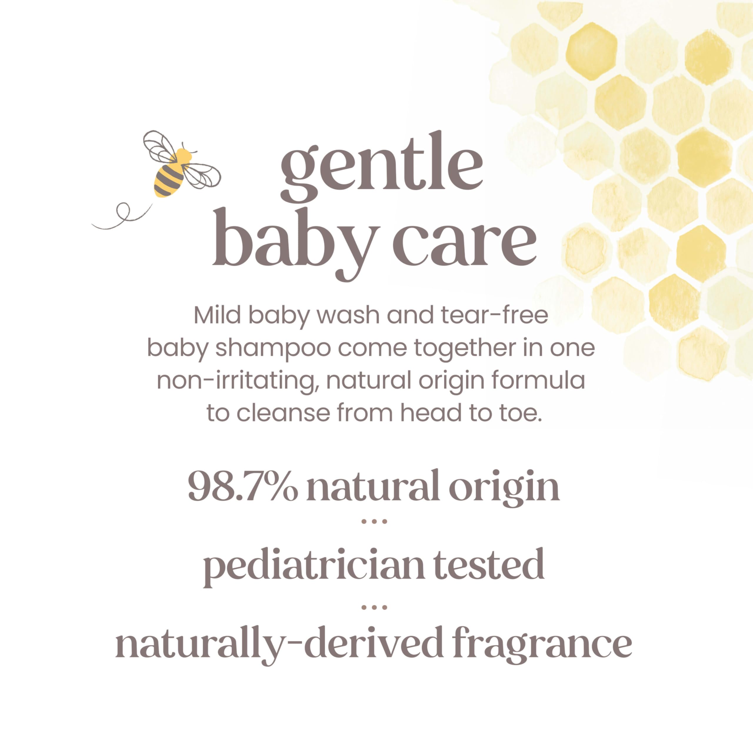 Burt's Bees Baby Shampoo & Body Wash for Sensitive Skin - Fragrance Free, Tear Free, Pediatrician Tested, 98.9% Natural Origin, 21 Fl Oz - Gentle Cleansing for Newborns & Toddlers During Bath Time
