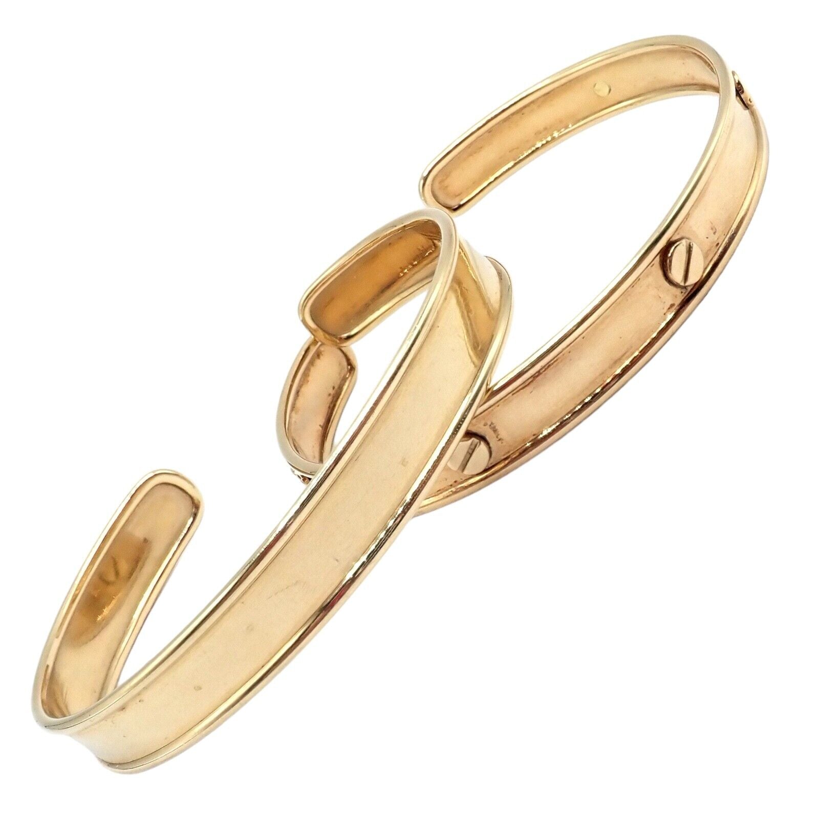 Vintage 14k Yellow Gold Cuff Bracelet Set - Stackable Bangle Pair for Women, Elegant Jewelry Gift for Anniversary, Wedding, or Special Occasion