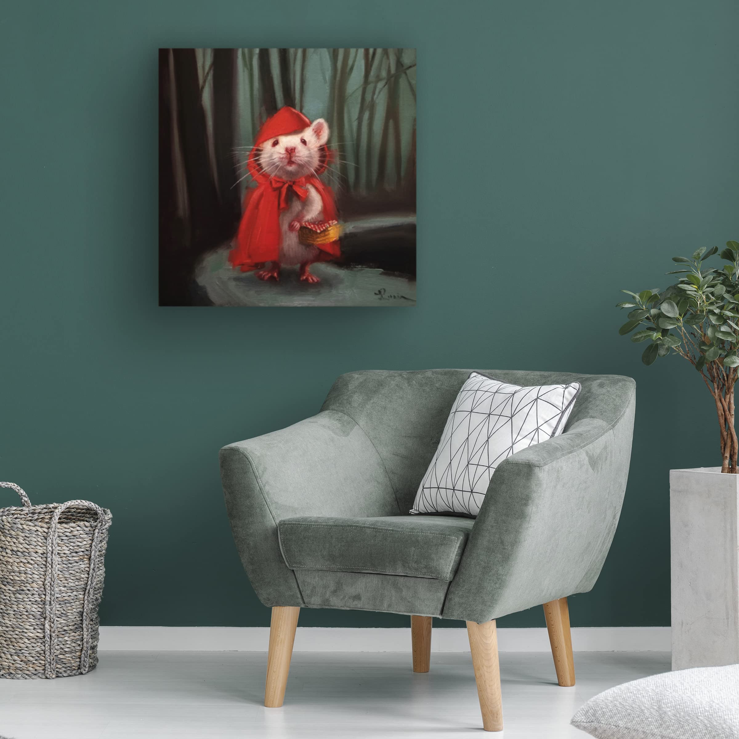 Lucia Heffernan 'Little Red' Canvas Wall Art - Whimsical Animal Painting for Living Room, Bedroom & Office Decor - Premium Trademark Fine Art Collection