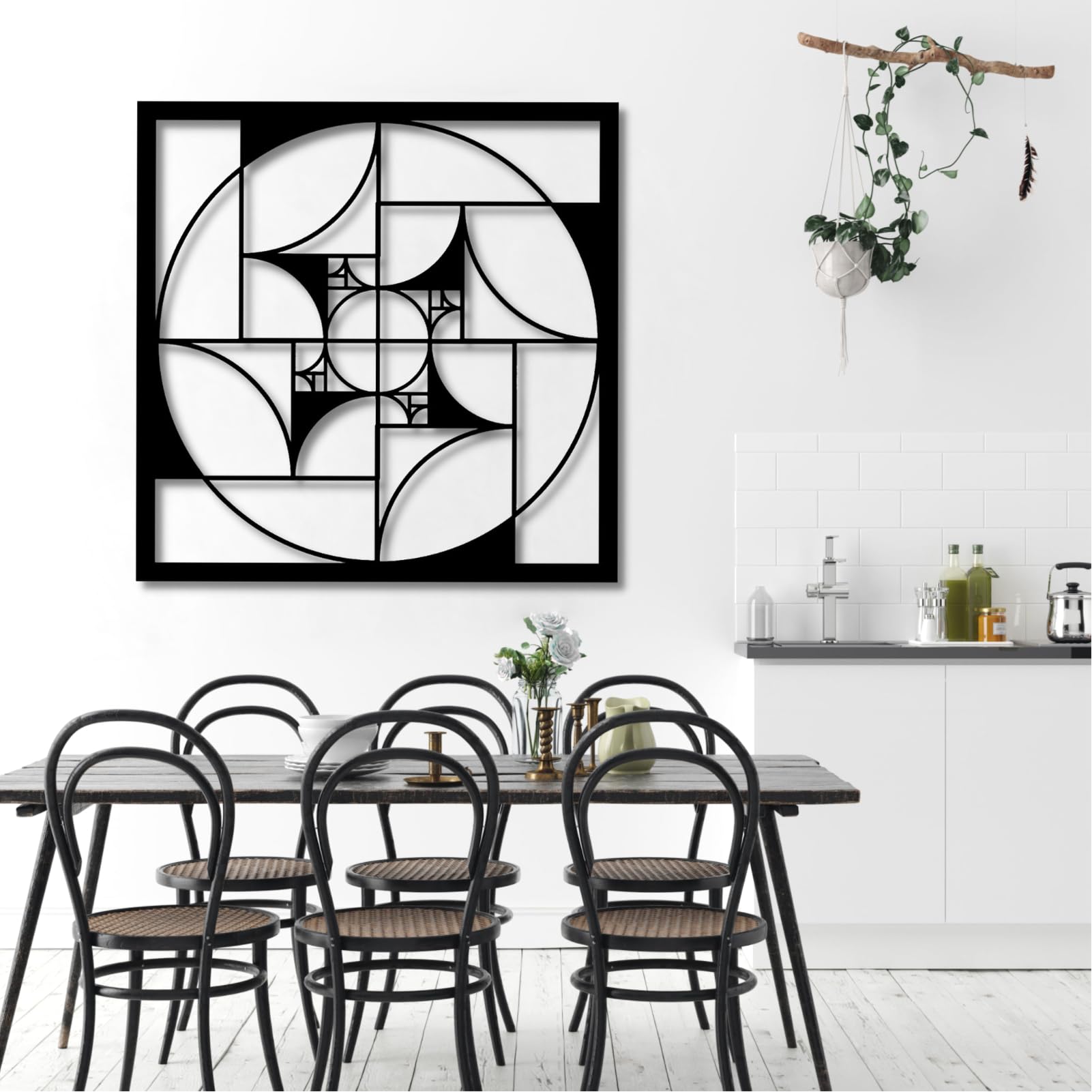 Golden Ratio Metal Wall Art - Fibonacci Spiral Geometric Wall Decor in Gold (24x24 Inch) - Modern Home & Office Decoration for Living Room, Bedroom, Study