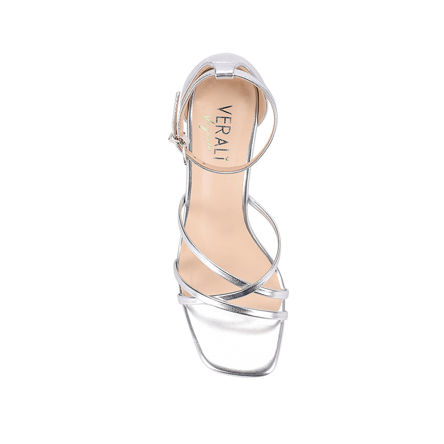 Kingdom II Block Heel Sandals for Women - Silver Smooth Leather Comfortable Summer Dress Shoes | Perfect for Weddings, Parties & Office Wear
