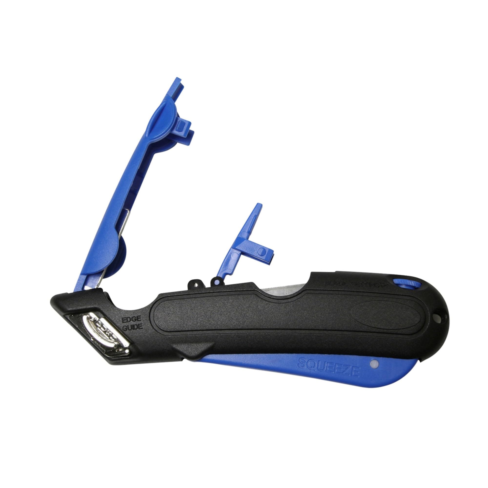 COSCO 091508 Self-Retracting Safety Utility Knife with Replaceable Blade - Black/Blue - Ideal for Packaging, Crafting & Office Use