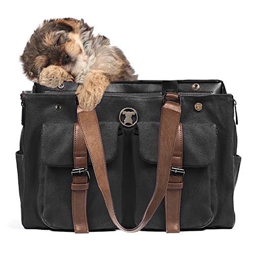 Interchangeable Shell Tote Pet Carrier - Black Canvas Weekend Travel Bag for Dogs & Cats | Compatible with Base Carrier Only | Perfect for Air Travel, Road Trips & Vet Visits