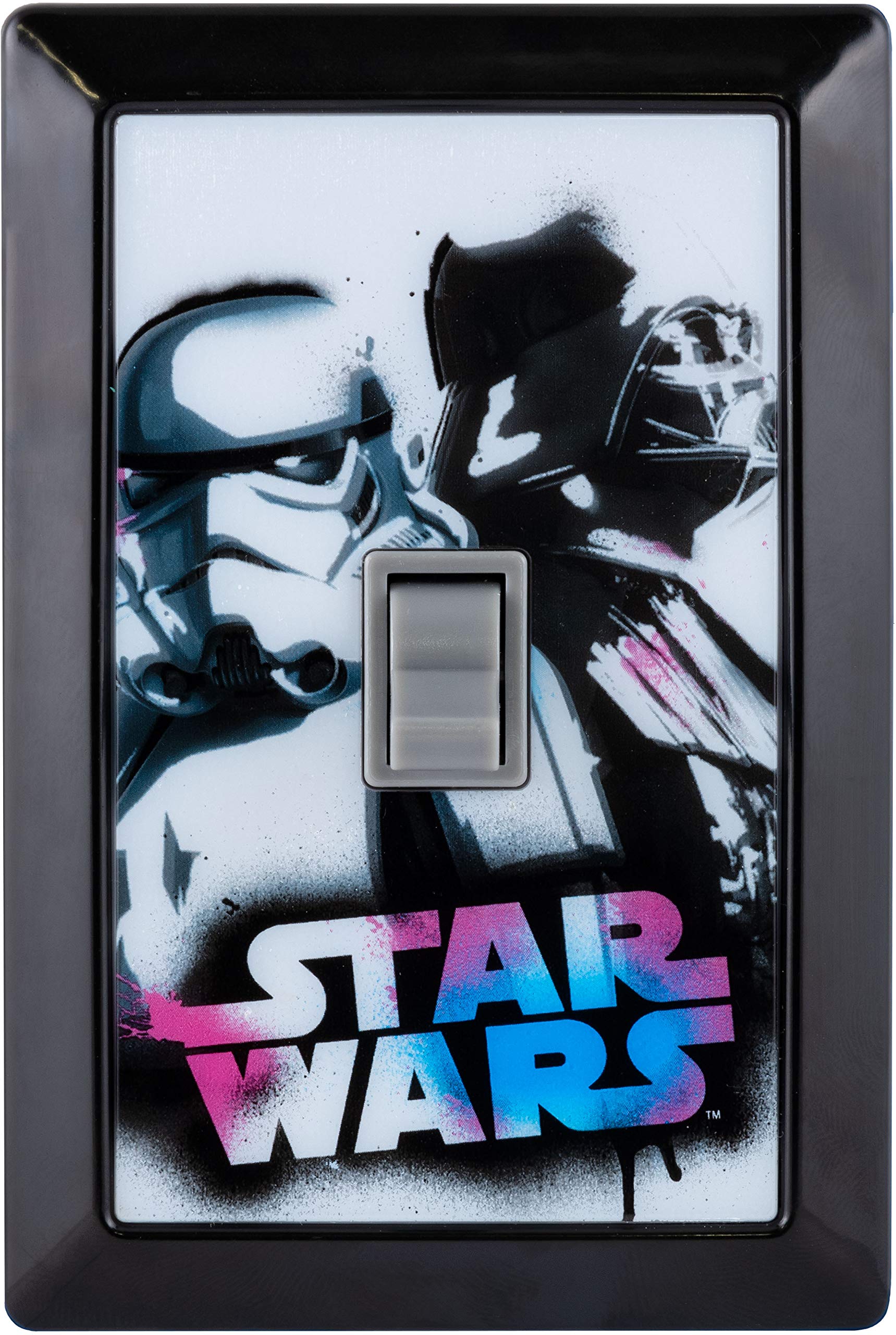 Star Wars LED Night Light for Switch - Battery Operated Wireless Light with Magnet Mount & Manual ON/OFF - Disney Stormtrooper & Darth Vader Stick-On Light - Perfect for Bedroom, Bathroom, Kids Room, Game Room & Home Decor (Model 43736)