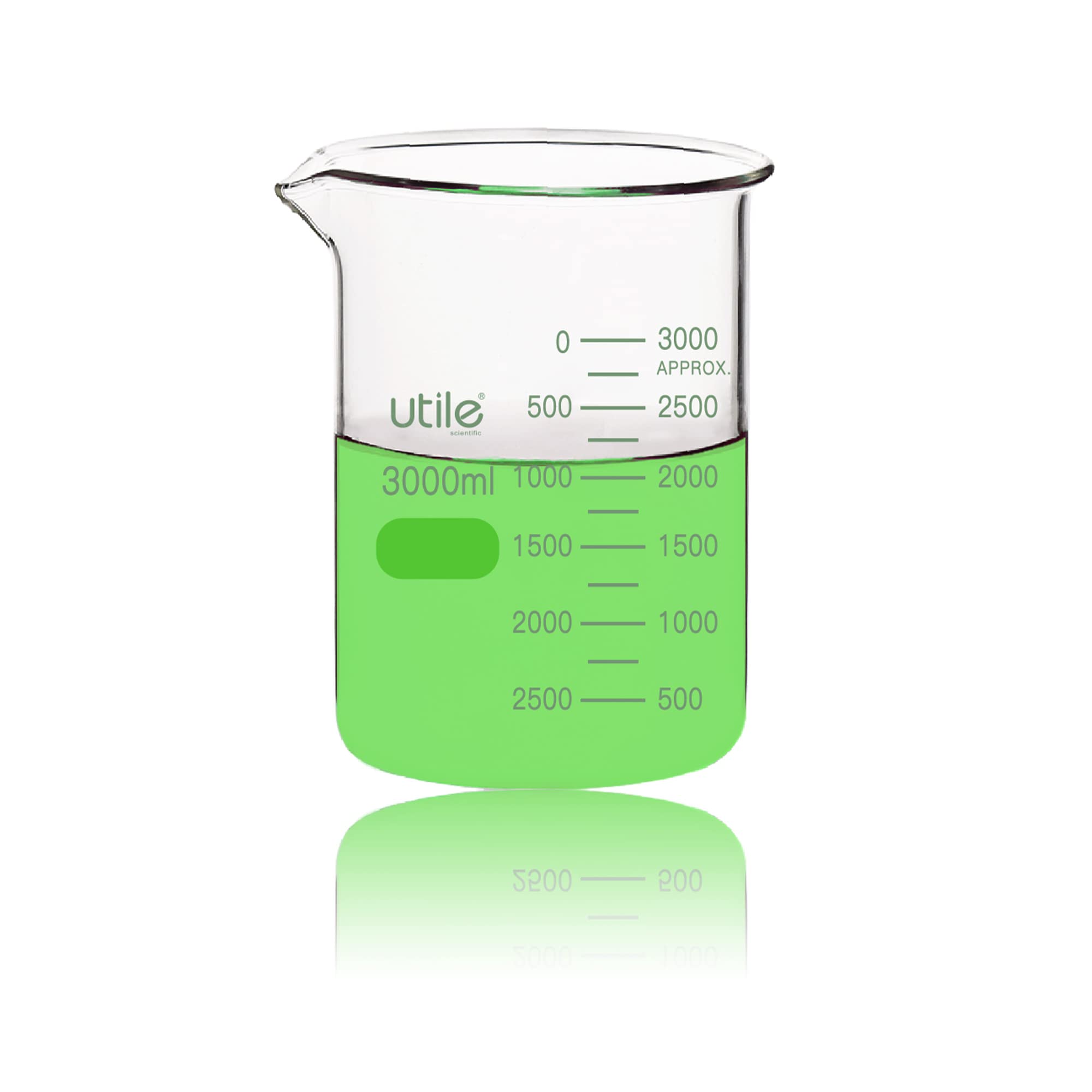 3000ml (101.45oz) Low Form Borosilicate 3.3 Glass Beaker with Printed Graduation - Lab Grade, Heat Resistant for Chemistry Experiments, Science Class & Home DIY Projects