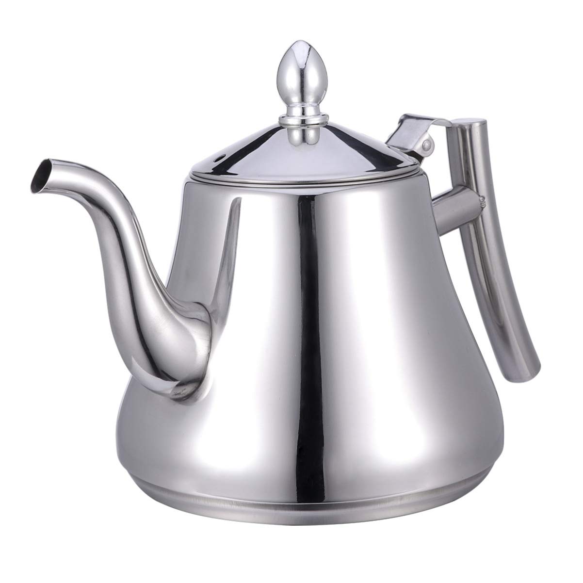 Premium Stainless Steel Tea Kettle with Removable Infuser - Safe & Heat Resistant for Loose Leaf Tea & Tea Bags - Whistling Teapot for Home, Office, or Restaurant Use (Silver)