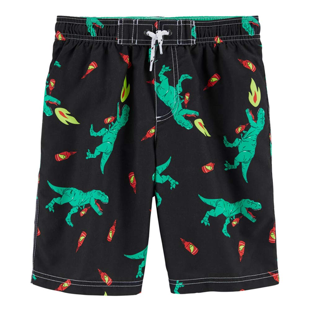 Carter's Boys' Dinosaur Hot Sauce Swim Trunks & Rashguard Set - UPF 50+ Sun Protection for Beach, Pool & Water Play (Size 14)