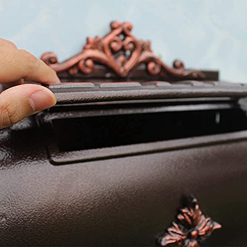 Wall Mount Mailbox Outdoor - Locking Cast Aluminum Mailbox with Key, Antique Copper Finish, 13×5×12.8 Inches - Weatherproof & Durable for Homes, Apartments & Offices