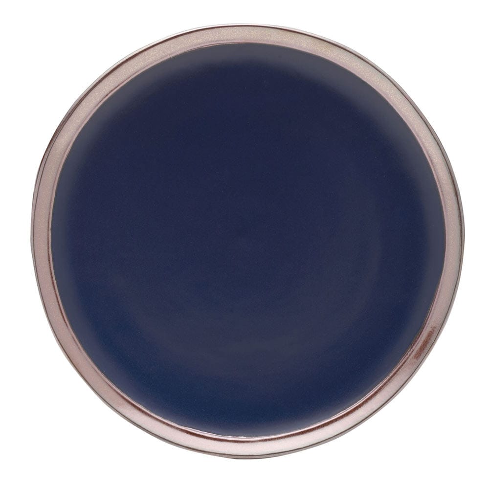 Miller Blue 12-Piece Dinnerware Set - Service for 4 People, Porcelain Plates & Bowls for Everyday Dining, Family Meals & Dinner Parties
