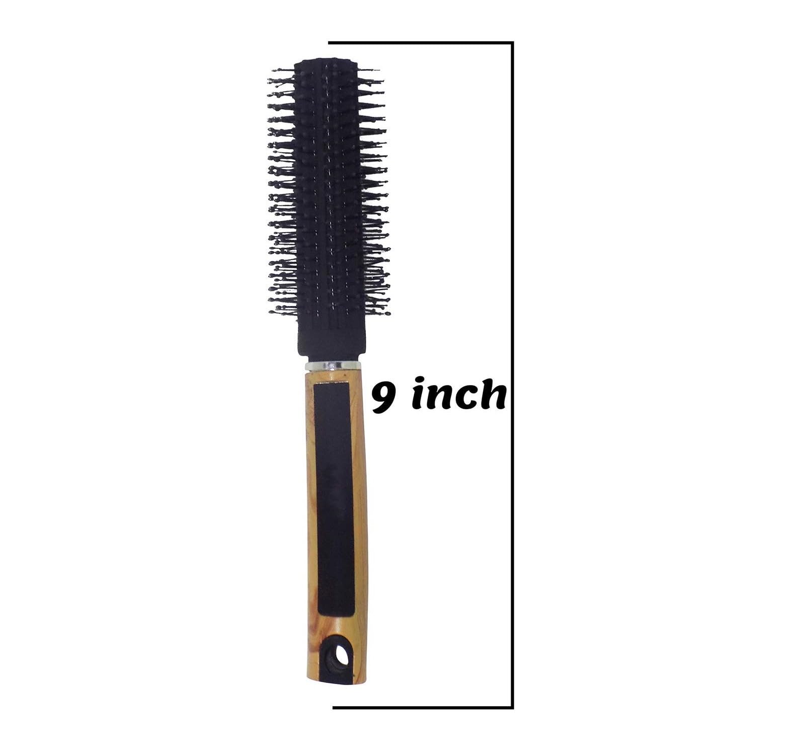 ZAUKY Round Hair Brush with Wooden Handle - Detangling & Styling Brush for Smooth, Shiny Hair - Perfect for Blowouts, Curling & Volumizing at Home or Salon (Pack of 1)