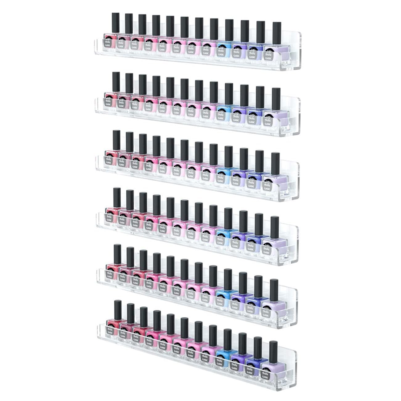 Feeling Hub Acrylic Nail Polish Stand Holder - Wall Mounted Display Rack for Salon & Home Organization (2-Pack) | Perfect for Nail Polish Storage, Salon Display & Cosmetic Organization