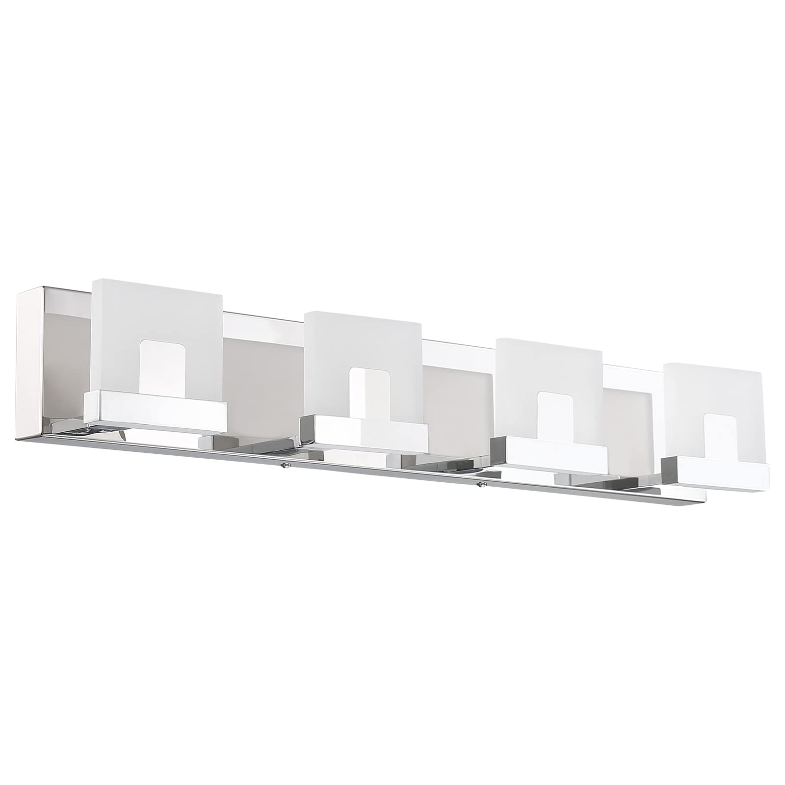 HOPSON 27-inch 4-Light Modern LED Vanity Lighting - 32W Chrome Bathroom Wall Light Fixture for Mirror - Perfect for Bathroom, Dressing Room & Makeup Area