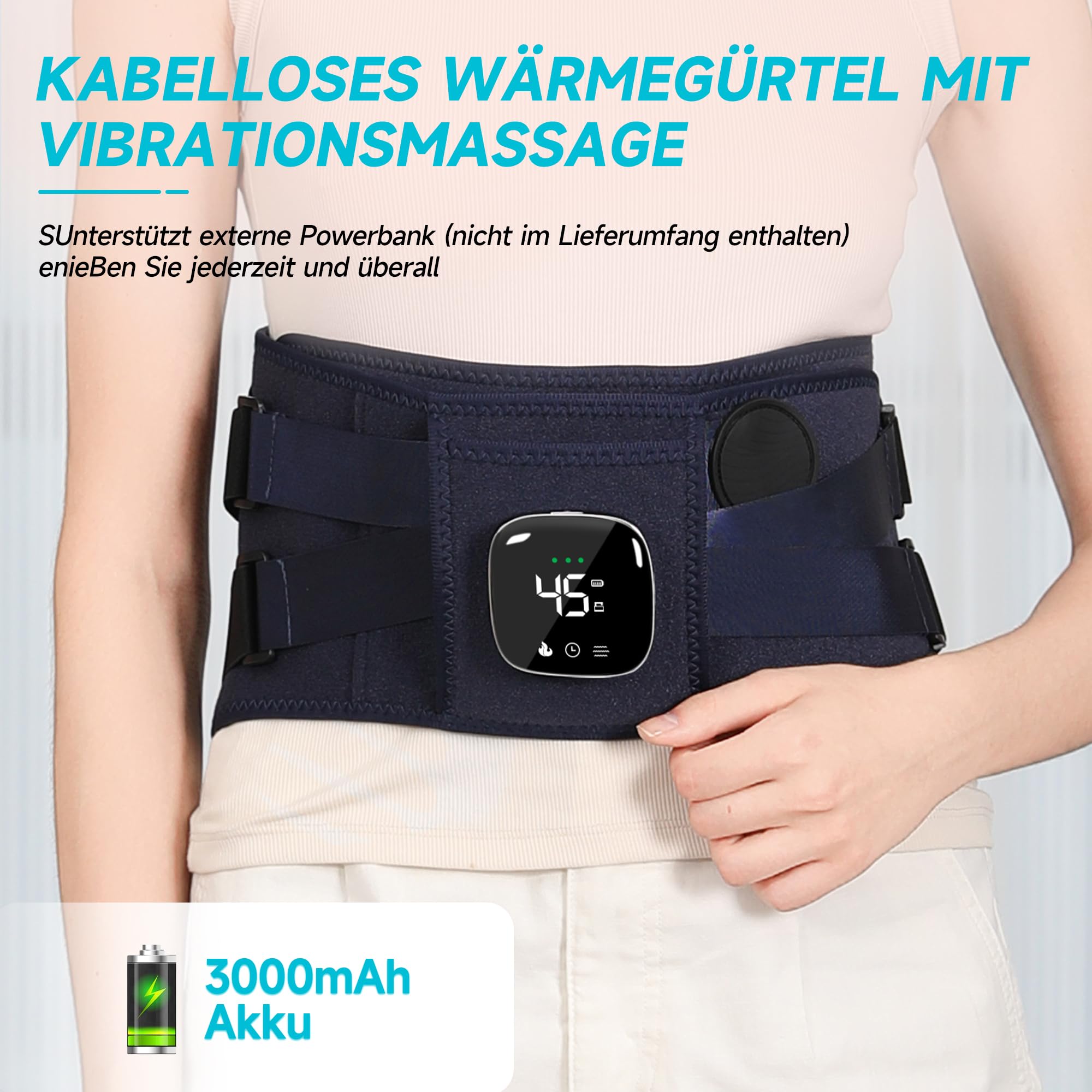 Wireless Heating Belt with Vibration Massage for Back Pain Relief - Portable & Rechargeable for Home, Office & Travel Use