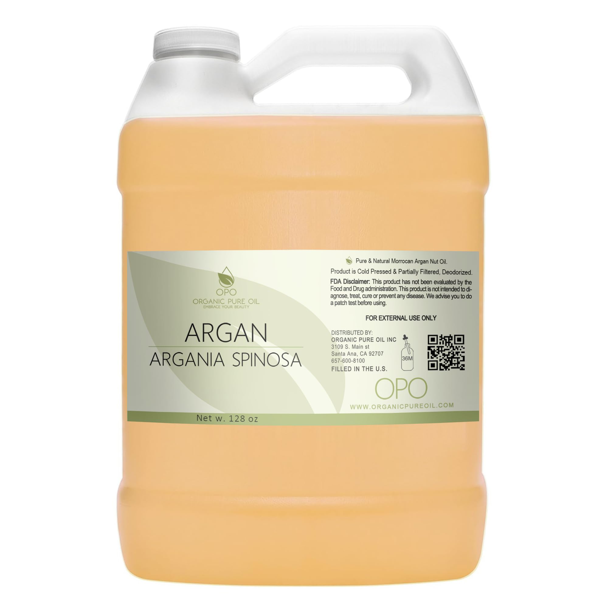 Pure Moroccan Argan Oil - 1 Gallon (128 oz) Unscented, Non-GMO, Vegan Carrier Oil for Skin, Hair & Body Care | Hydrating, Nourishing & Soothing | Perfect for DIY Beauty, Soap Making, Massage & Cosmetic Formulations