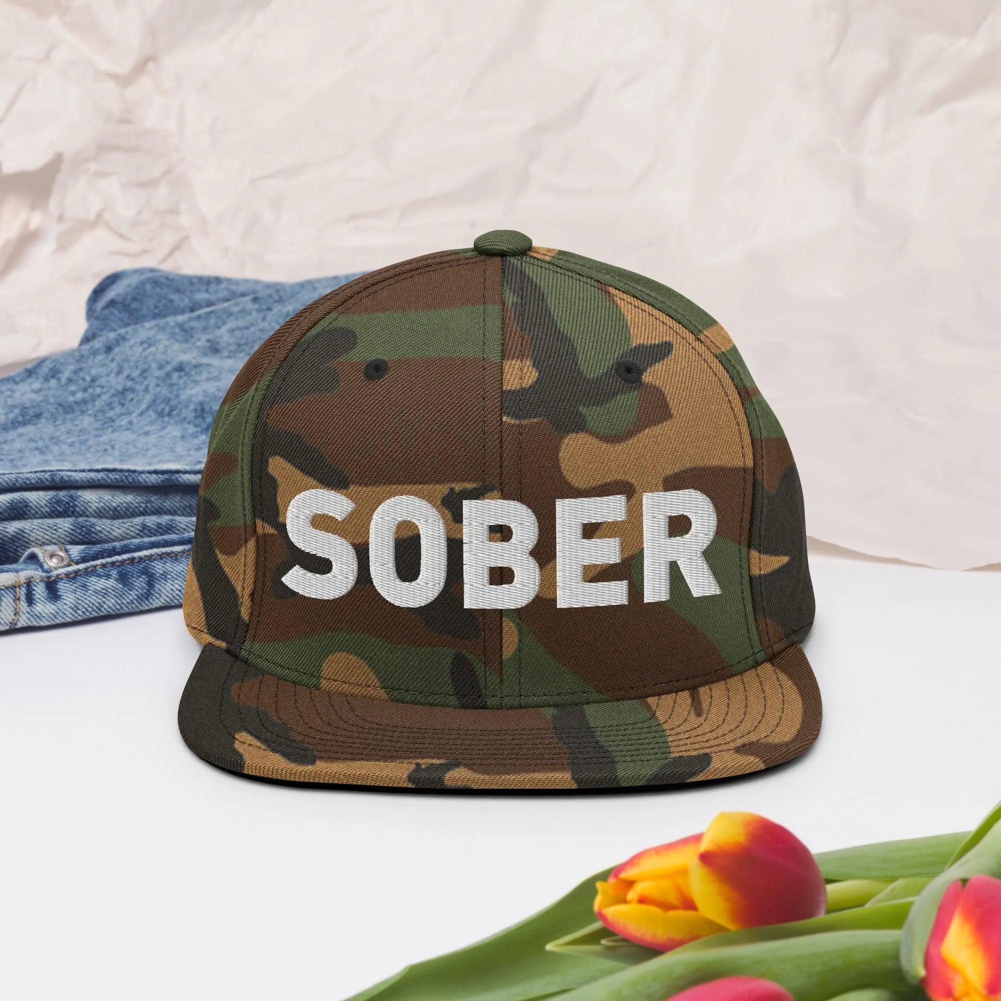 SOBER Embroidered Snapback Hat - Adjustable Dad Hat for Men & Women - Stylish Baseball Cap for Casual Wear, Sports & Outdoor Activities