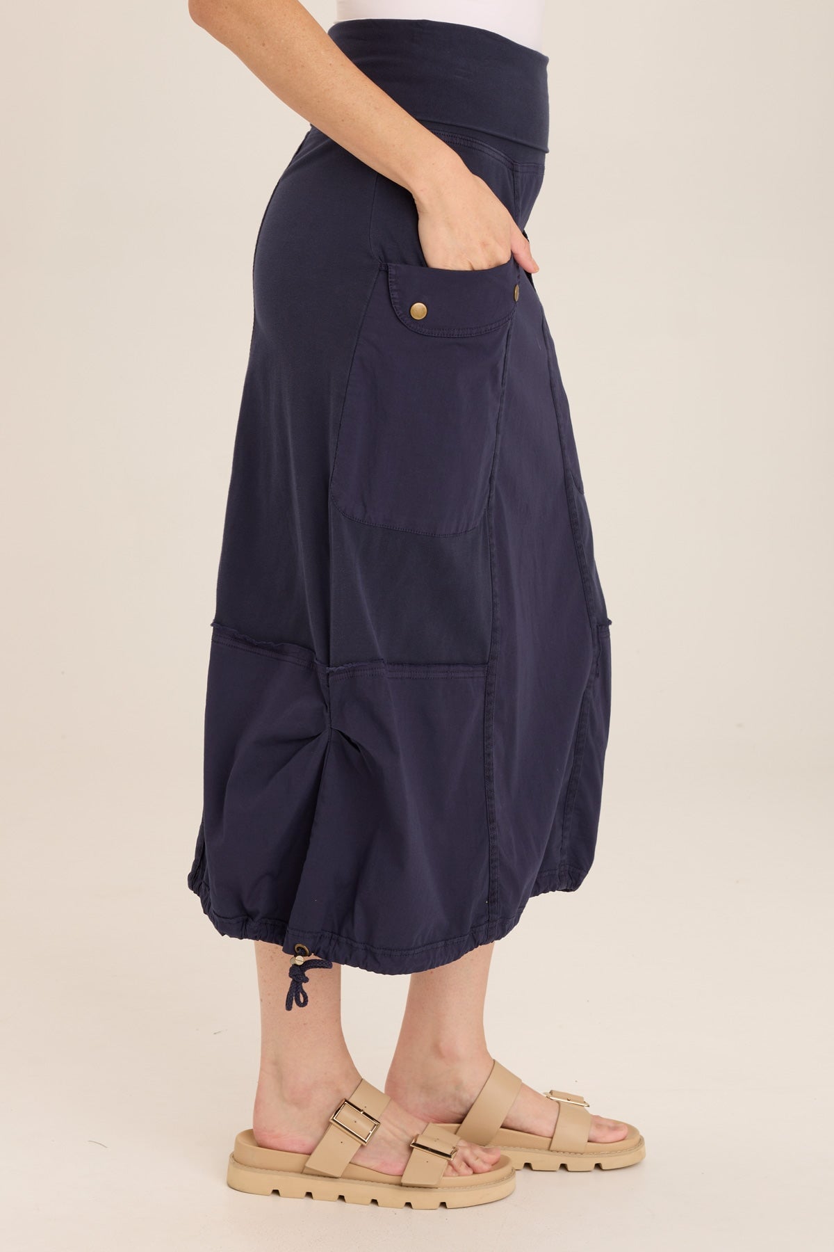 Marconi Cargo Cinch Bubble Hem Midi Skirt for Women - Stylish Casual & Streetwear Outfits - Perfect for Daily Wear, Work, and Weekend Adventures