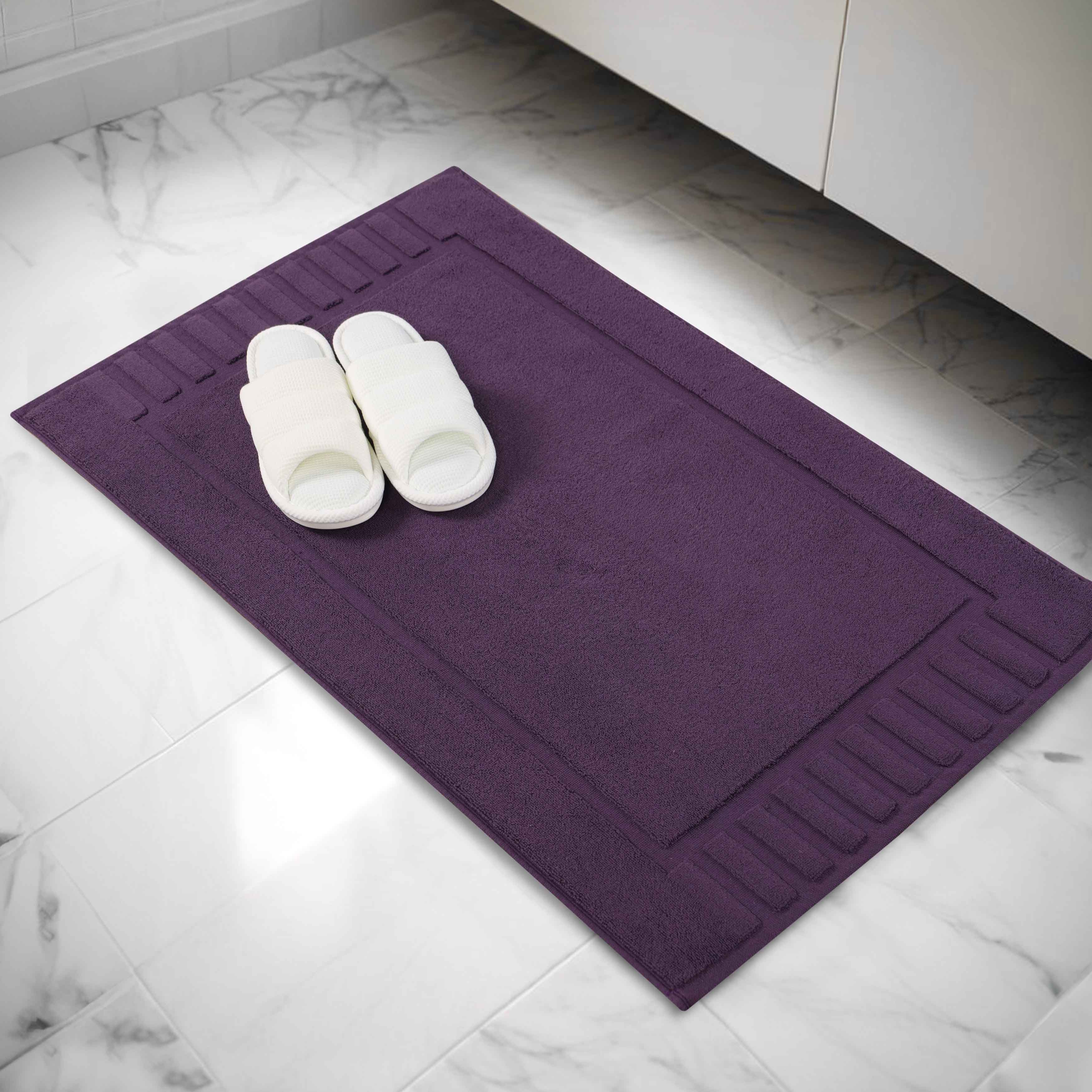 Premium Cotton Modern Geometric Border Absorbent Bath Mat Set of 2 - Non-Slip Soft Bathroom Rug for Bathroom Floor, Shower, Vanity Area - Home Decor Essentials