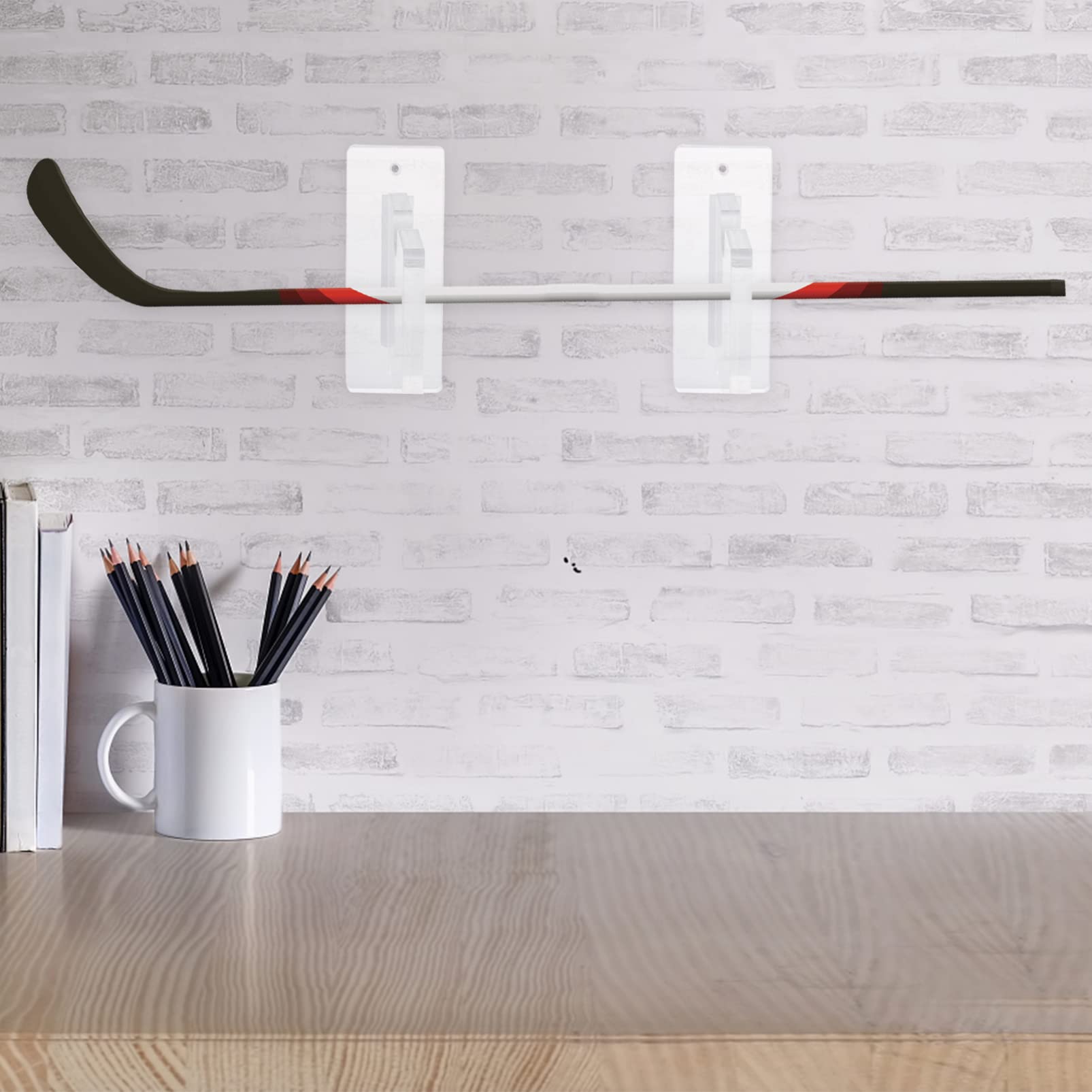 LIOOBO 1 Set Transparent Wall-Mounted Hockey Stick Holder - Bat Display Rack & Storage Shelf for Sports Equipment Organization - Perfect for Garage, Basement, or Game Room Decor