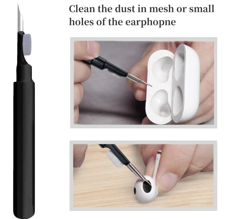 AirPods Cleaning Kit - Black Brush & Pen Tool for Earbuds & iPhone Case Care