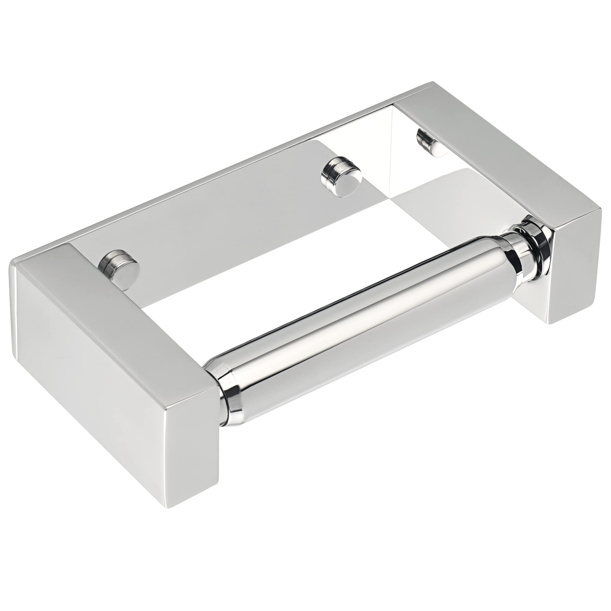 Wall Mounted Detachable Toilet Paper Holder - Polished Chrome Bathroom Tissue Roll Storage with Screws or Self-Adhesive - Perfect for Small Bathrooms, RVs & Apartments
