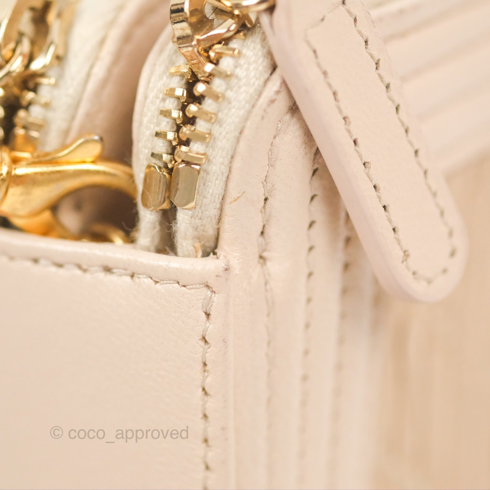Chanel Boy Double Zip Clutch On Chain Chevron Pale Beige with Aged Gold Hardware - Luxury Crossbody Bag for Women, Perfect for Evening Parties & Date Nights