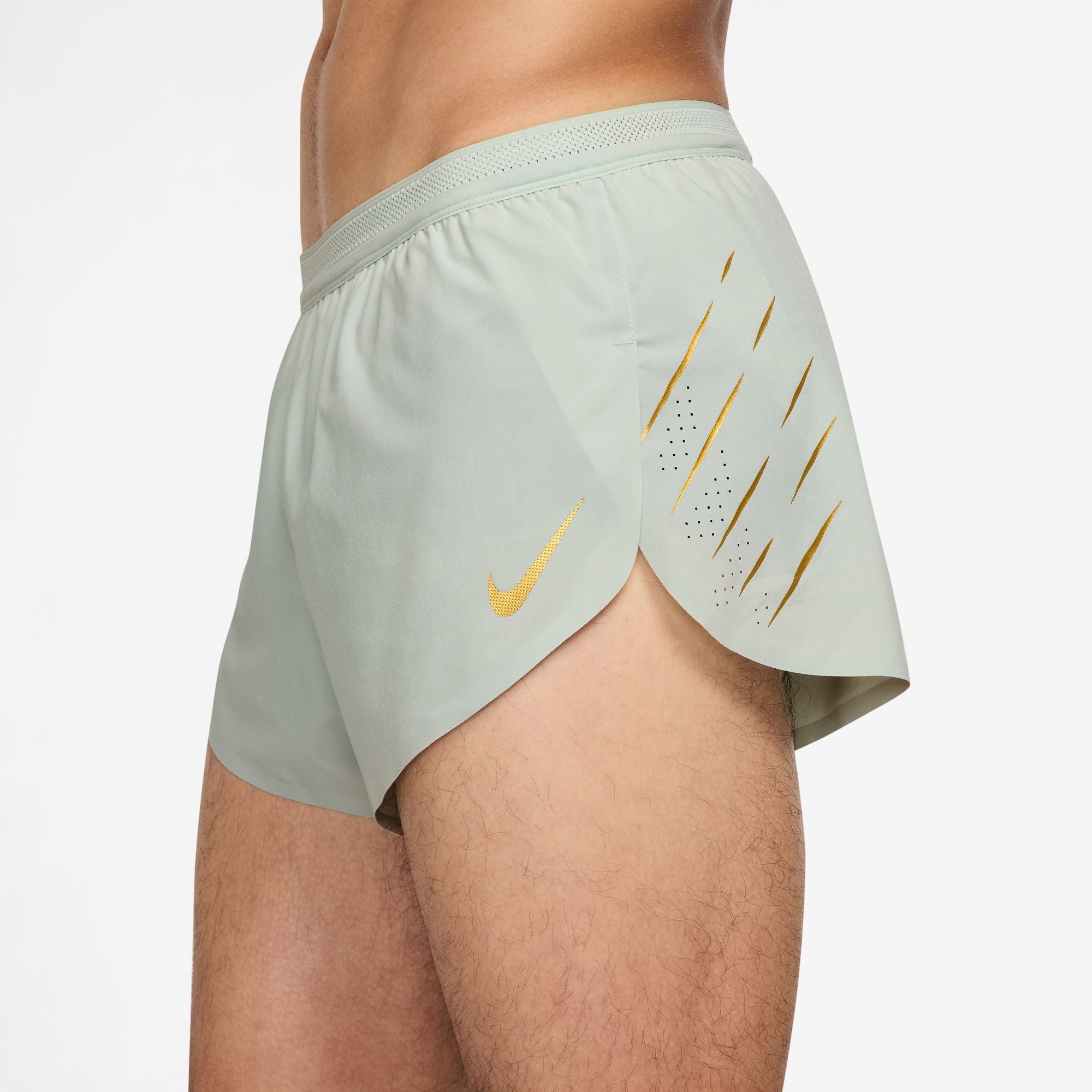 Men's Aeroswift x Jakob Dri FIT ADV 2 Breathable Lined Running Shorts - Light Silver/Metallic Gold - Moisture Wicking Athletic Shorts for Running, Gym & Workout