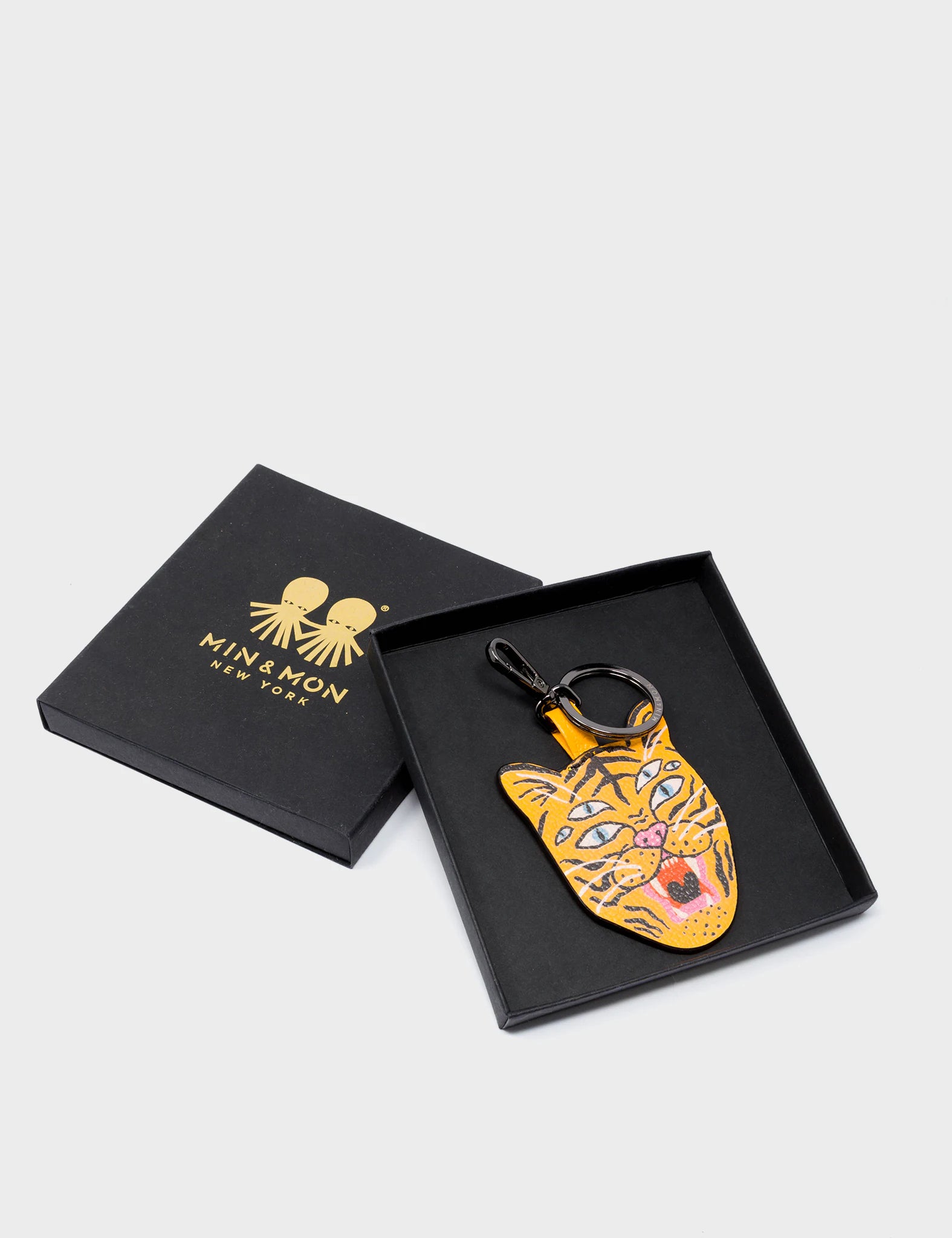 Happy Tiger Marigold Leather Keychain - Stylish & Durable Handmade Keyring for Women & Men - Perfect for Gifts, Travel, and Everyday Use