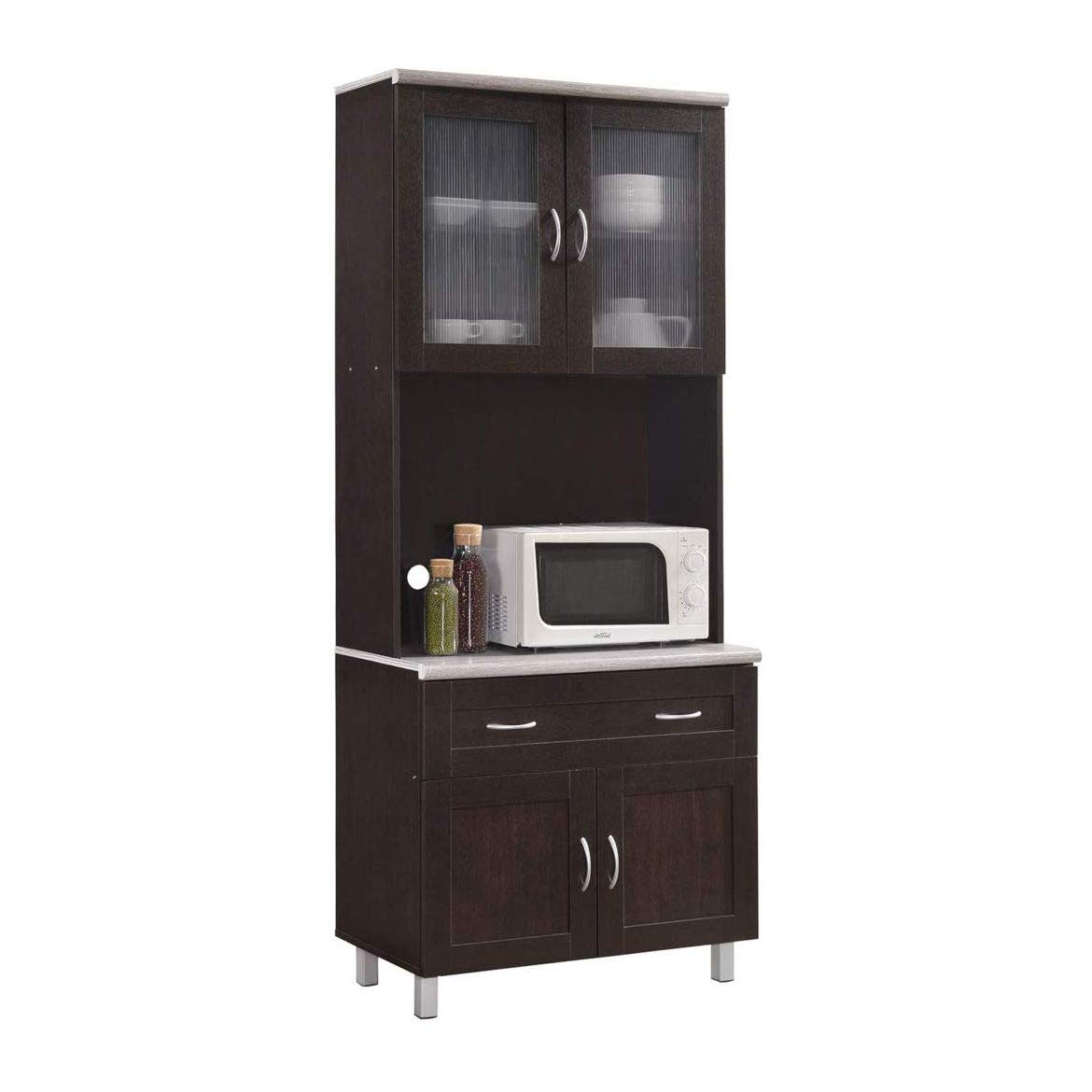 HODEDAH Imported Chocolate Kitchen Cabinet - Modern Storage Solution for Small Spaces, Apartments & Home Organization