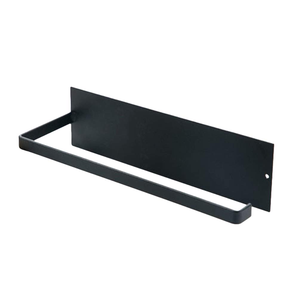 Sturdy Iron Wall-Mounted Roll Paper Holder - Non-Punch Design for Kitchen & Bathroom Tissue Storage | Cabilock Fashion Black Stick-Type Paper Stand for Home & Office Use