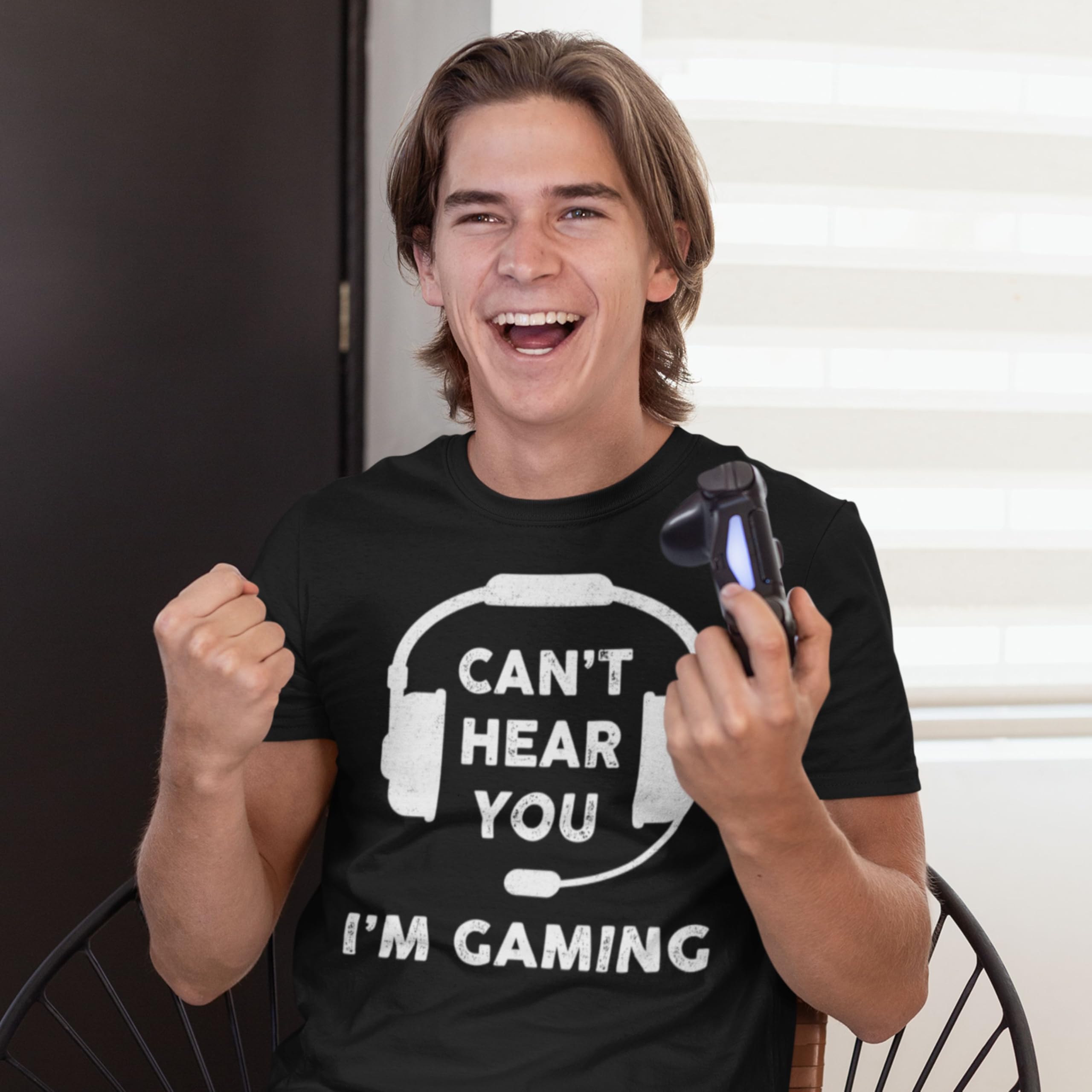 Funny 'Can't Hear You I'm Gaming' T-Shirt for Men - Video Gamer Humor Tee with Headset Design - Perfect Gift for Teenage Boys & Gamers - Great for Gaming Sessions, Parties & Casual Wear