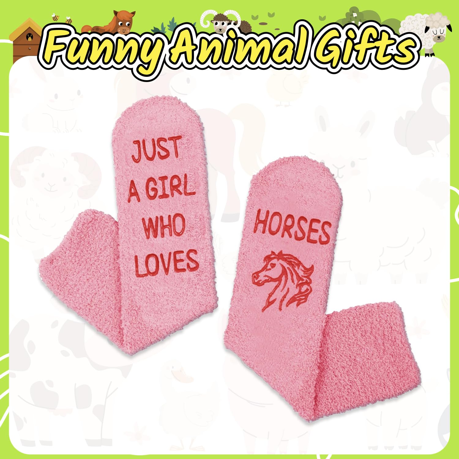 Zmart Animal Fuzzy Socks for Women & Girls - Cute Chicken, Horse, Fox, Dinosaur Pattern Cozy Winter Socks | Perfect Gift for Kids, Christmas Stocking Stuffers, Lounge Wear & Sleepwear