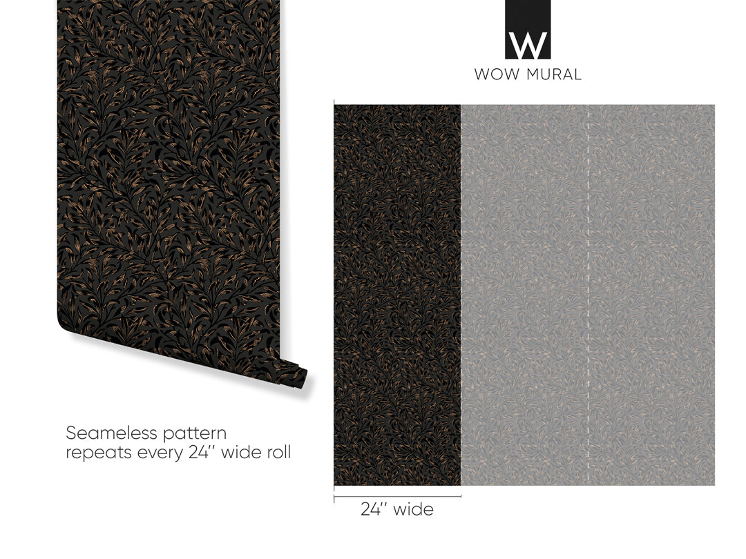 Black & Bronze Willow Bough Wallpaper by Morris - Traditional Floral Design for Living Room, Bedroom & Dining Room Decor